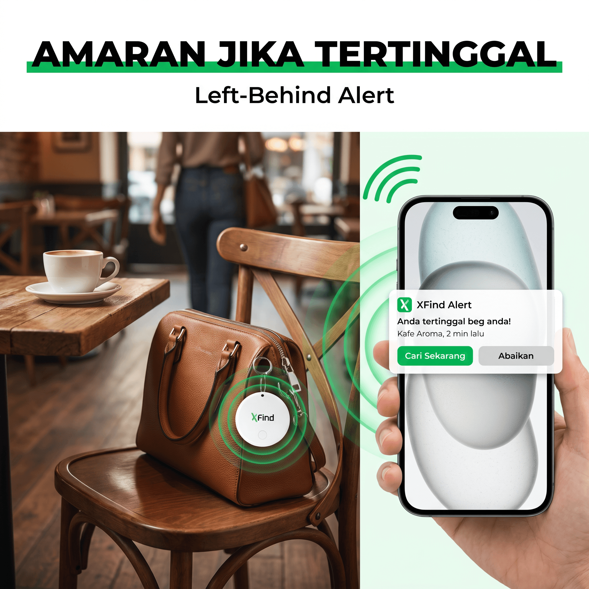 XFind memberi amaran apabila beg tertinggal